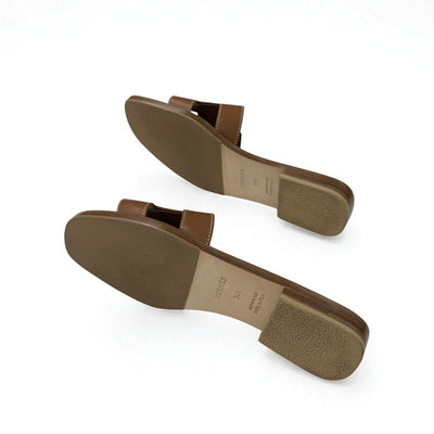 エルメス HERMES オラン サンダル 靴 シューズ レザー ブラウン フラット ミュール