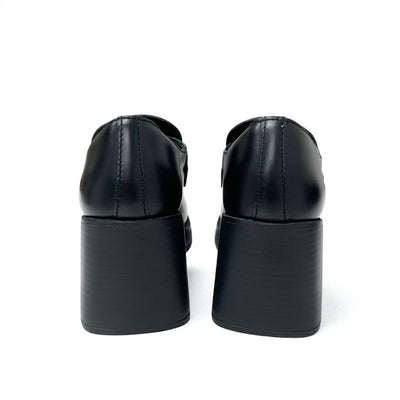 ミュウミュウ MIUMIU ローファー 革靴 靴 シューズ レザー ブラック 黒 ロゴ コイン ペニーローファー