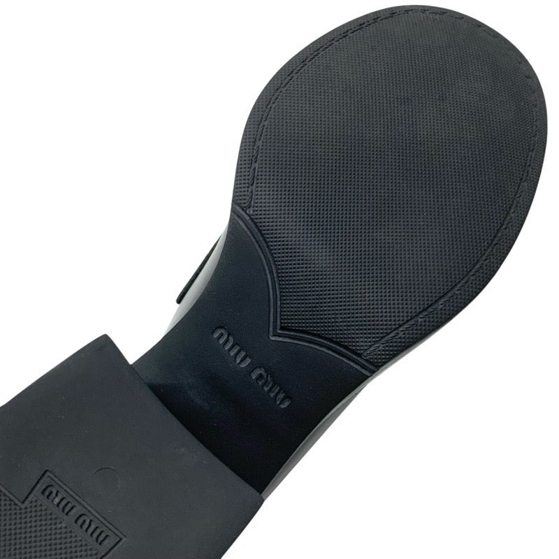 ミュウミュウ MIUMIU ローファー 革靴 靴 シューズ レザー ブラック 黒 ロゴ コイン ペニーローファー