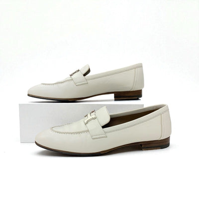 エルメス HERMES パリ ローファー 革靴 靴 シューズ レザー アイボリー モカシン H金具