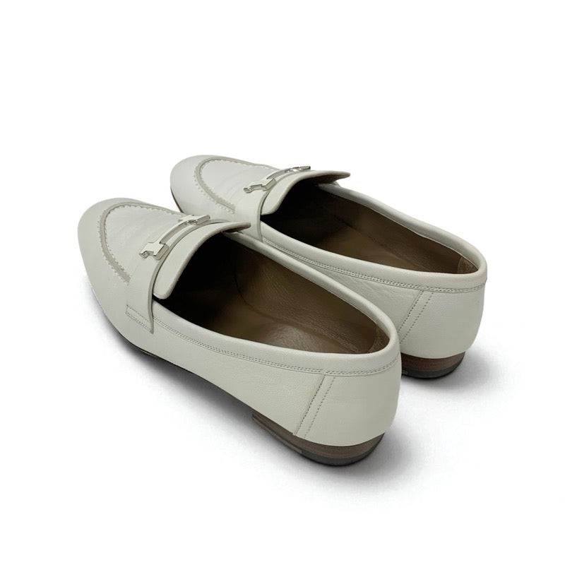 エルメス HERMES パリ ローファー 革靴 靴 シューズ レザー アイボリー モカシン H金具