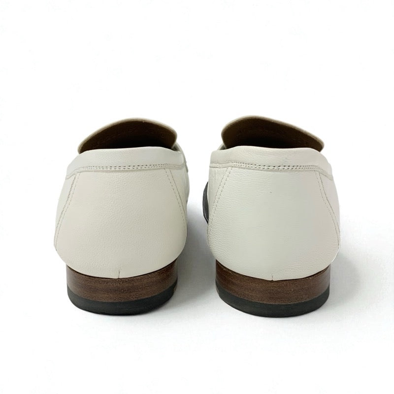 エルメス HERMES パリ ローファー 革靴 靴 シューズ レザー アイボリー モカシン H金具