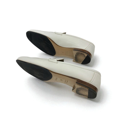 エルメス HERMES パリ ローファー 革靴 靴 シューズ レザー アイボリー モカシン H金具