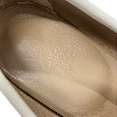 エルメス HERMES パリ ローファー 革靴 靴 シューズ レザー アイボリー モカシン H金具