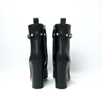 ヴァレンティノ VALENTINO ブーツ ショートブーツ 靴 シューズ レザー ブラック 黒 ゴールド 未使用 ロックスタッズ ベルト