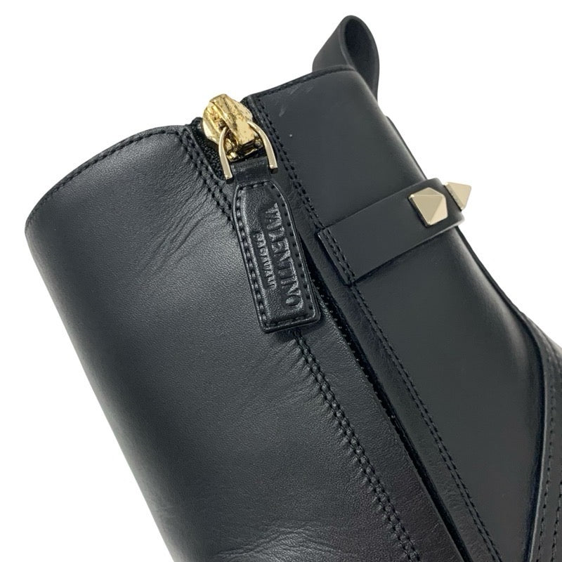 ヴァレンティノ VALENTINO ブーツ ショートブーツ 靴 シューズ レザー ブラック 黒 ゴールド 未使用 ロックスタッズ ベルト