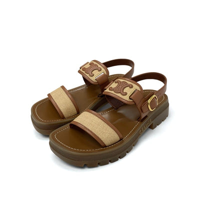 セリーヌ CELINE クレア サンダル 靴 シューズ レザー ファブリック ブラウン ベージュ トリオンフ