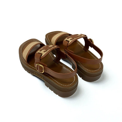 セリーヌ CELINE クレア サンダル 靴 シューズ レザー ファブリック ブラウン ベージュ トリオンフ