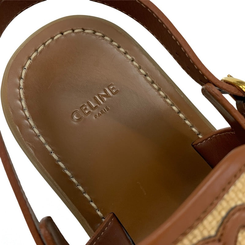 セリーヌ CELINE クレア サンダル 靴 シューズ レザー ファブリック ブラウン ベージュ トリオンフ