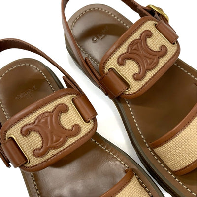 セリーヌ CELINE クレア サンダル 靴 シューズ レザー ファブリック ブラウン ベージュ トリオンフ