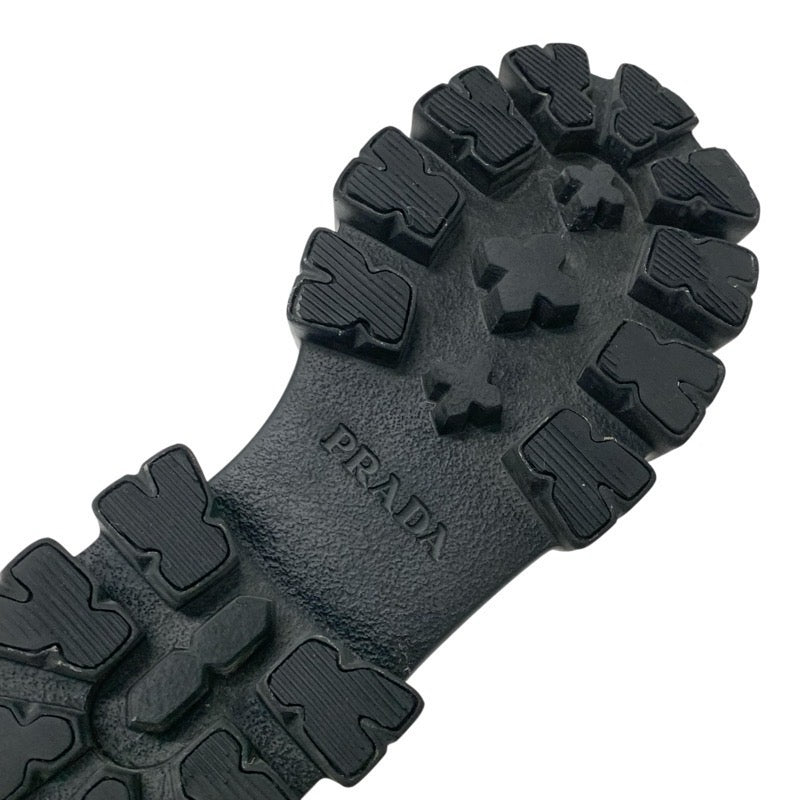 プラダ PRADA モノリス ローファー 革靴 靴 シューズ パテント ブラック 黒 シルバー プラットフォーム トライアングルロゴ