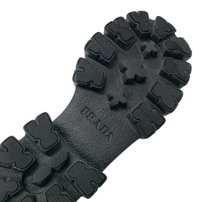 プラダ PRADA モノリス ローファー 革靴 靴 シューズ パテント ブラック 黒 シルバー プラットフォーム トライアングルロゴ