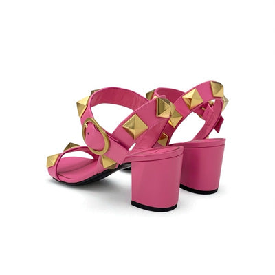 ヴァレンティノ VALENTINO サンダル 靴 シューズ レザー ピンク ゴールド 未使用 ローマンスタッズ ストラップ