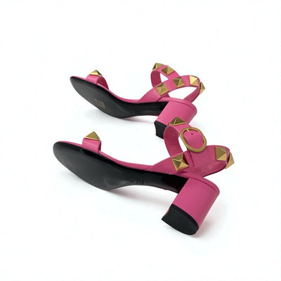 ヴァレンティノ VALENTINO サンダル 靴 シューズ レザー ピンク ゴールド 未使用 ローマンスタッズ ストラップ