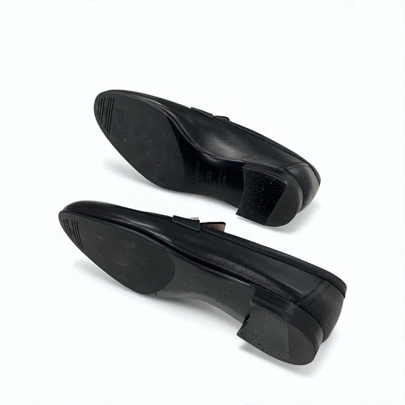 エルメス HERMES パリ ローファー 革靴 靴 シューズ レザー ブラック 黒 シルバー H金具 モカシン