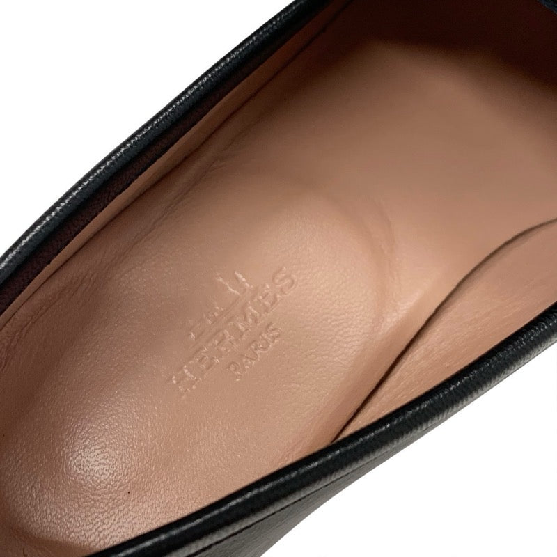 エルメス HERMES パリ ローファー 革靴 靴 シューズ レザー ブラック 黒 シルバー H金具 モカシン