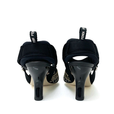 フェンディ FENDI コリブリ パンプス 靴 シューズ メッシュ ファブリック ブラック ゴールド シルバー 未使用 オーダー スリングバック ストラップ