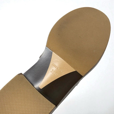 シャネル CHANEL ローファー 革靴 靴 シューズ パテント ブラウン ゴールド ロゴ ココマーク チェーン