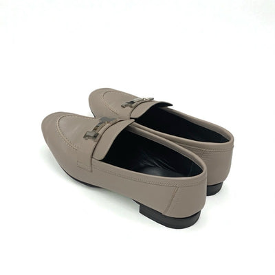 エルメス HERMES パリ ローファー 革靴 靴 シューズ レザー グレージュ シルバー モカシン H金具