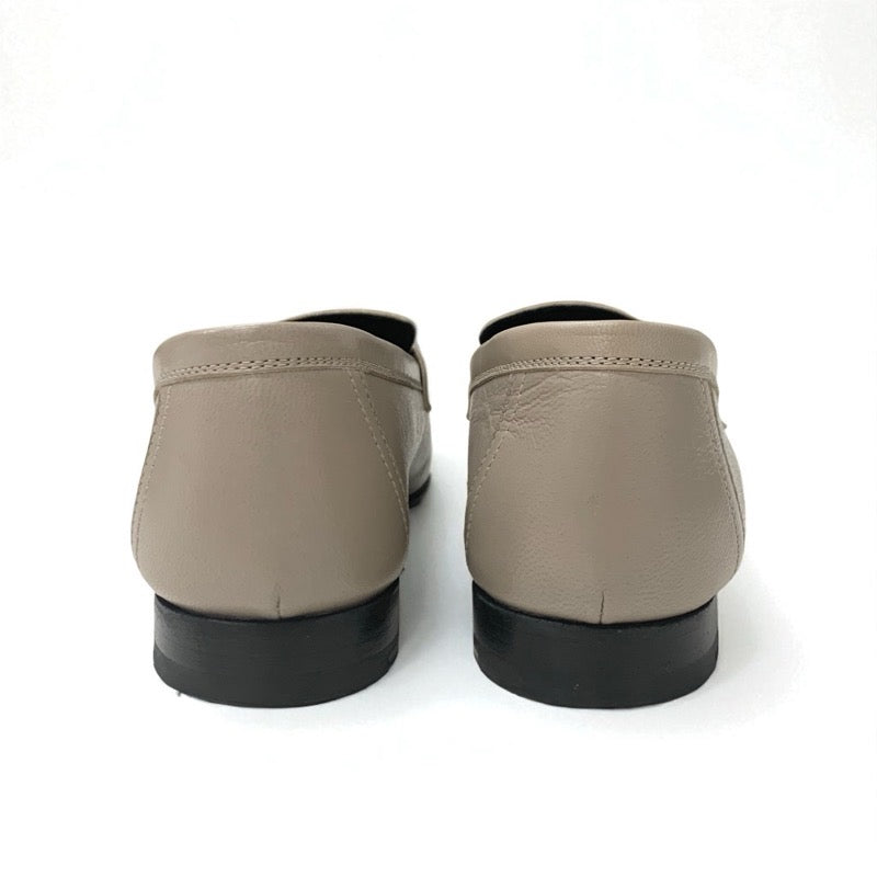 エルメス HERMES パリ ローファー 革靴 靴 シューズ レザー グレージュ シルバー モカシン H金具