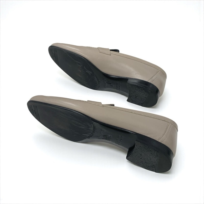 エルメス HERMES パリ ローファー 革靴 靴 シューズ レザー グレージュ シルバー モカシン H金具