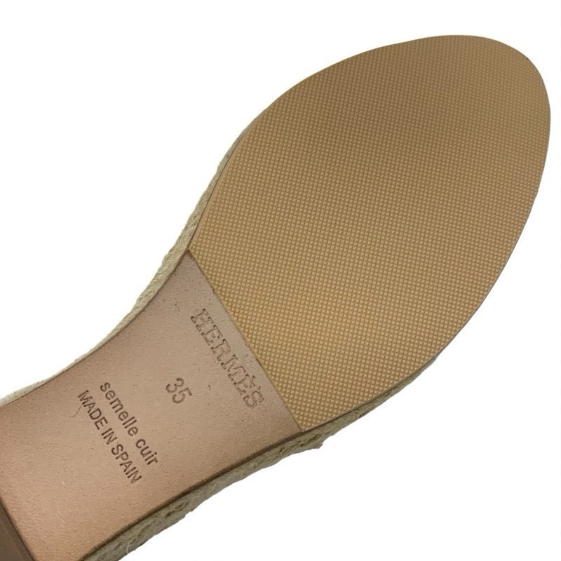 エルメス HERMES ティポリ サンダル 靴 シューズ レザー ホワイト 白 シルバー ストラップ ケリー金具 ウェッジソール