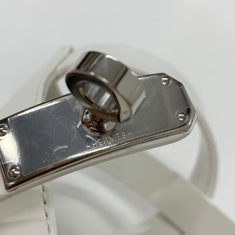 エルメス HERMES ティポリ サンダル 靴 シューズ レザー ホワイト 白 シルバー ストラップ ケリー金具 ウェッジソール
