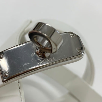 エルメス HERMES ティポリ サンダル 靴 シューズ レザー ホワイト 白 シルバー ストラップ ケリー金具 ウェッジソール