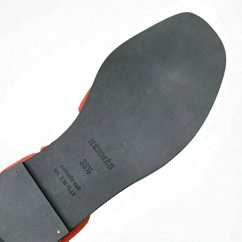 エルメス HERMES エイラ サンダル 靴 シューズ スエード レッド マルチカラー ツイリー付き ストラップ フラット