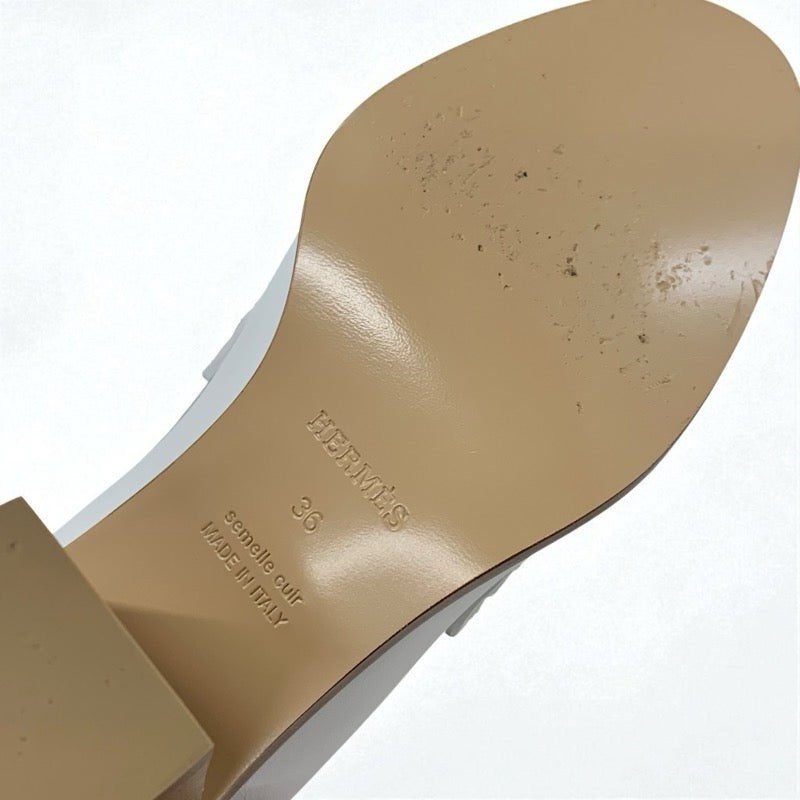 エルメス HERMES エリゼ パンプス 靴 シューズ レザー ホワイト ベージュ シルバー H金具 フリンジ ヒールローファー