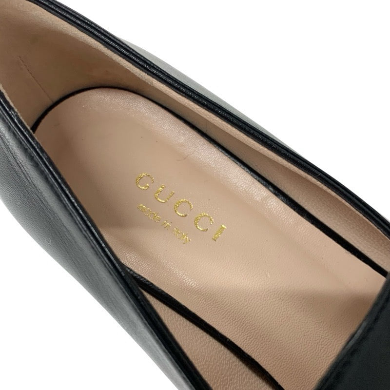グッチ GUCCI ローファー 革靴 靴 シューズ レザー ブラック 黒 ゴールド ダブルG GGマーモント