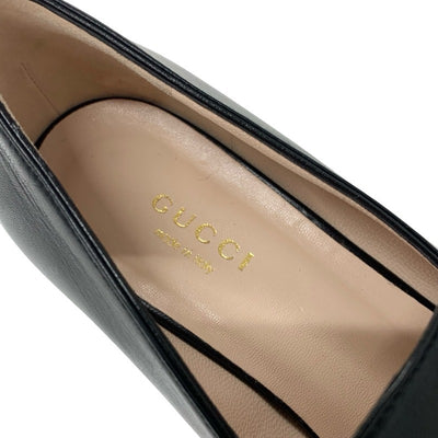 グッチ GUCCI ローファー 革靴 靴 シューズ レザー ブラック 黒 ゴールド ダブルG GGマーモント