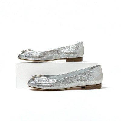 ルイヴィトン LOUIS VUITTON フラットシューズ 靴 シューズ レザー シルバー 未使用 LVロゴ バレエシューズ