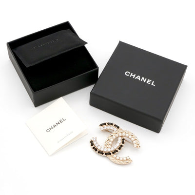 シャネル CHANEL ブローチ コサージュ ゴールド ココマーク ラインストーン パール