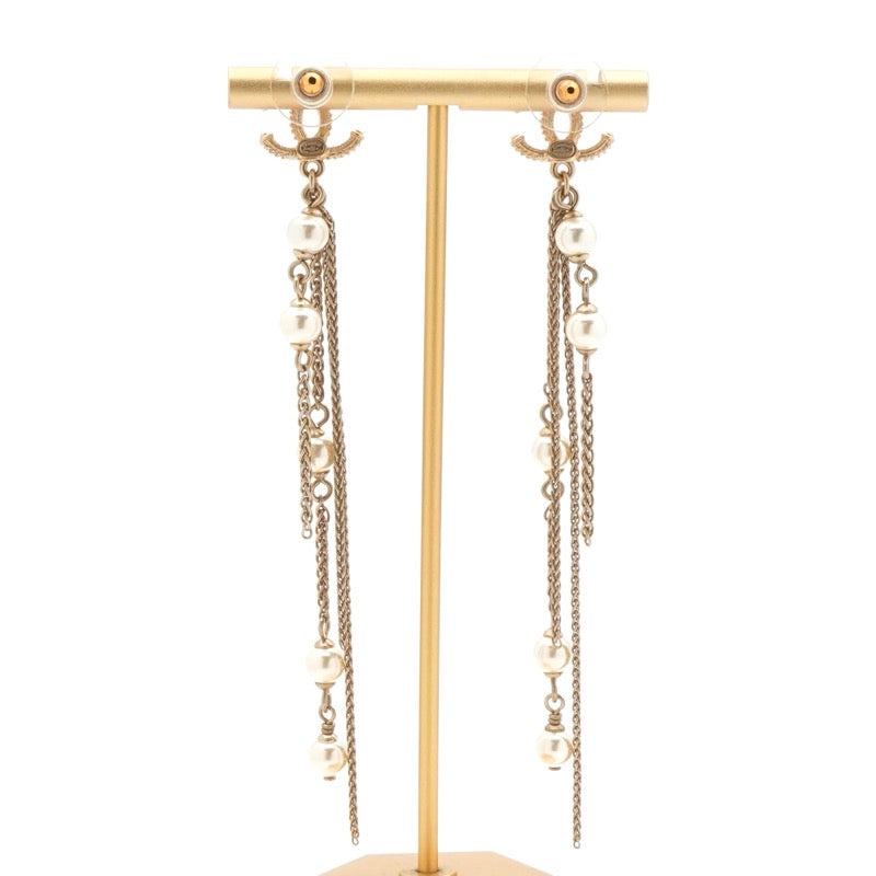 シャネル CHANEL ピアス イヤリング ゴールド ココマーク チェーン パール
