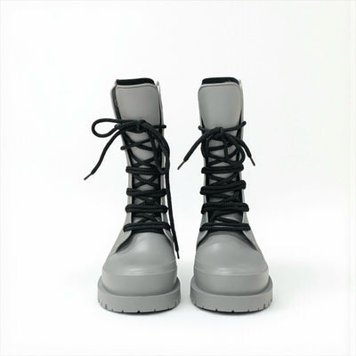 クリスチャンディオール CHRISTIAN DIOR ブーツ ショートブーツ 靴 シューズ ラバー グレー オブリーク レースアップ レインブーツ ミドル
