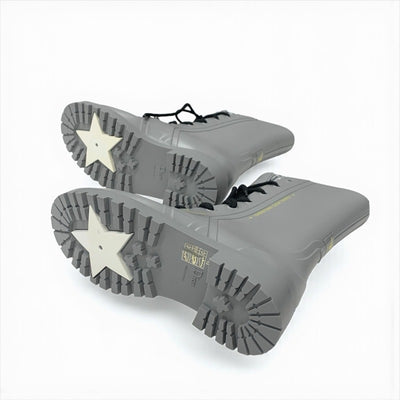 クリスチャンディオール CHRISTIAN DIOR ブーツ ショートブーツ 靴 シューズ ラバー グレー オブリーク レースアップ レインブーツ ミドル