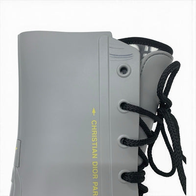 クリスチャンディオール CHRISTIAN DIOR ブーツ ショートブーツ 靴 シューズ ラバー グレー オブリーク レースアップ レインブーツ ミドル