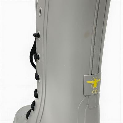 クリスチャンディオール CHRISTIAN DIOR ブーツ ショートブーツ 靴 シューズ ラバー グレー オブリーク レースアップ レインブーツ ミドル