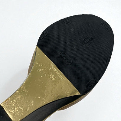 シャネル CHANEL パンプス 靴 シューズ レザー ブラウン ブラック ココマーク ウェッジソール ストラップ