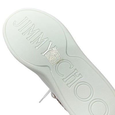 ジミーチュウ JIMMY CHOO ROME/F スニーカー 靴 シューズ レザー ホワイト ピンクゴールド 未使用 ロゴ グリッター ローカット