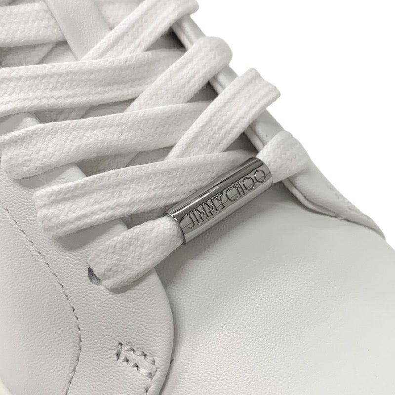 ジミーチュウ JIMMY CHOO ROME/F スニーカー 靴 シューズ レザー ホワイト ピンクゴールド 未使用 ロゴ グリッター ローカット