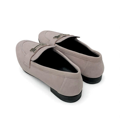 エルメス HERMES パリ ローファー 革靴 靴 シューズ スエード ピンク シルバー 未使用 H金具 コンスタンス モカシン フラットシューズ