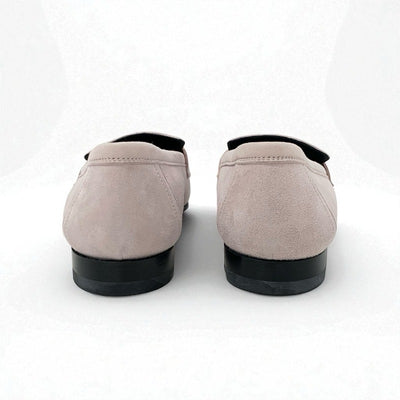 エルメス HERMES パリ ローファー 革靴 靴 シューズ スエード ピンク シルバー 未使用 H金具 コンスタンス モカシン フラットシューズ