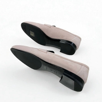 エルメス HERMES パリ ローファー 革靴 靴 シューズ スエード ピンク シルバー 未使用 H金具 コンスタンス モカシン フラットシューズ