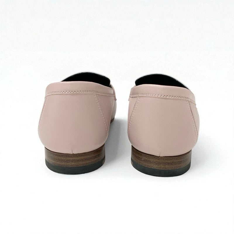 エルメス HERMES ロワイヤル ローファー 革靴 靴 シューズ レザー ピンク ホワイト シルバー H金具 フリンジ モカシン フラットシューズ