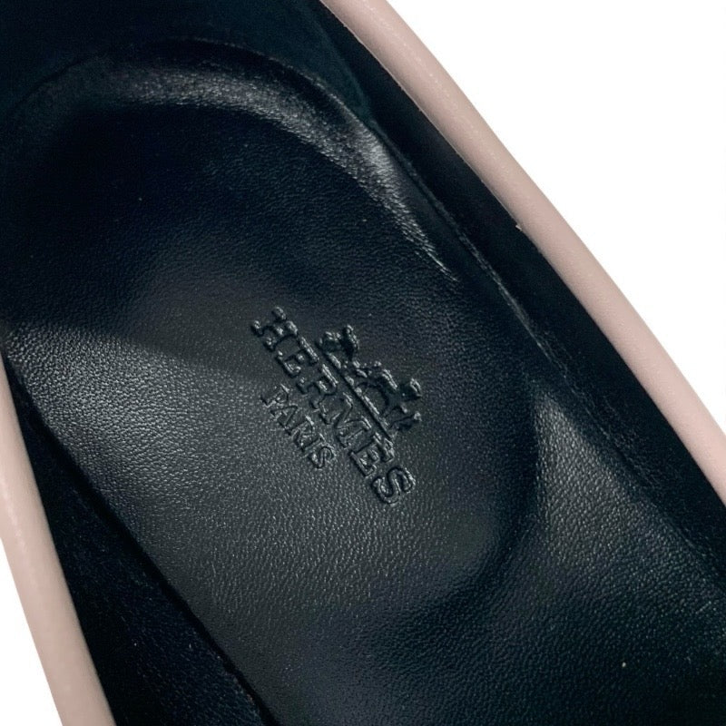 エルメス HERMES ロワイヤル ローファー 革靴 靴 シューズ レザー ピンク ホワイト シルバー H金具 フリンジ モカシン フラットシューズ