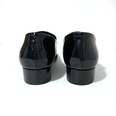 シャネル CHANEL ローファー 革靴 靴 シューズ パテント ブラック ホワイト シルバー ココマーク チェーン