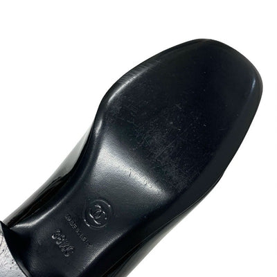 シャネル CHANEL ローファー 革靴 靴 シューズ パテント ブラック ホワイト シルバー ココマーク チェーン