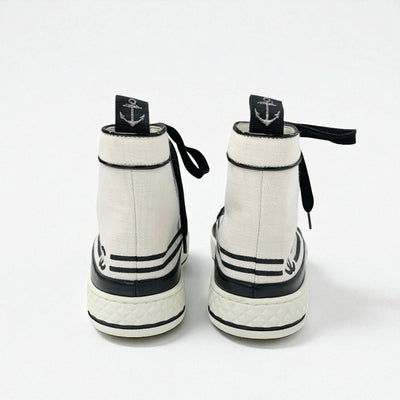 シャネル CHANEL スニーカー 靴 シューズ キャンバス レザー フェイクパール ブラック ホワイト ココマーク パール ハイカットスニーカー